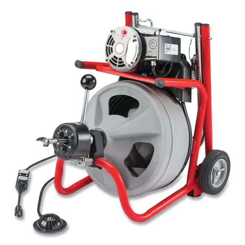 K-400 Drum Machine Drain Cleaner, 115 V, 1-1/2 in to 3 in dia Line, Incl AUTOFEED /C32 IW 3/8 in x 75 ft Cable/T-260 Set