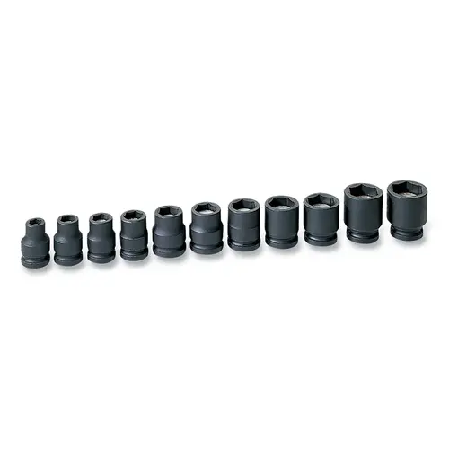 Impact Socket Set, 1/2 in Dr, SAE, 6-point, 3/8 in to 1 in, 11-Pc STD Length Magnetic