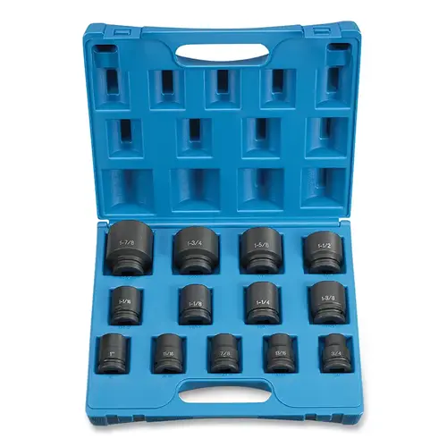 Impact Socket Set, 3/4 in Dr, SAE, 12-point, 3/4 in to 1-7/8 in, 13-Pc STD Length