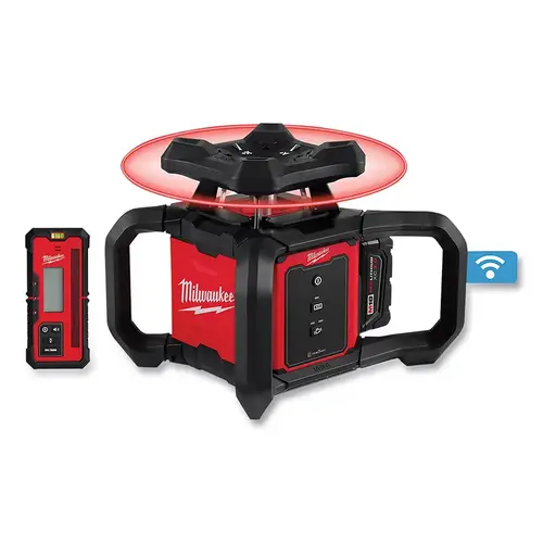 Milwaukee 370121T M18  Red Exterior Rotary Laser Level Kit, with Receiver/ Tripod and Grade Rod, 12.1 in L, Polycarbonate, Threaded Insert Base
