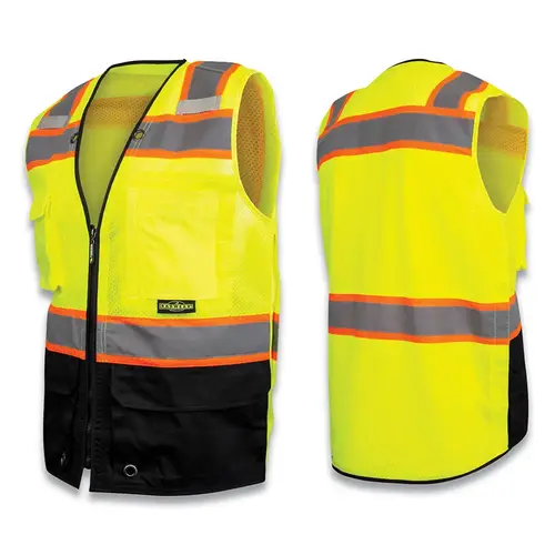 Radians SV51B2ZGM5X Two Toned Type R Class 2 Color-Blocked Vest, 5X-Large, Hi-Vis Green