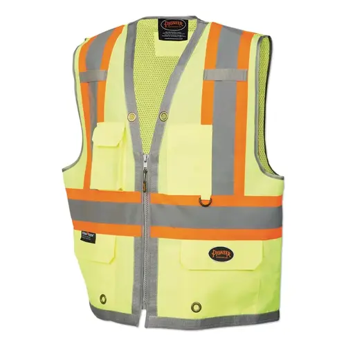 Pioneer V1010260U-2XL 6672U/6673U HV 300D Oxford w/Mesh Back Surveyor Vest, 2X-Large, Green