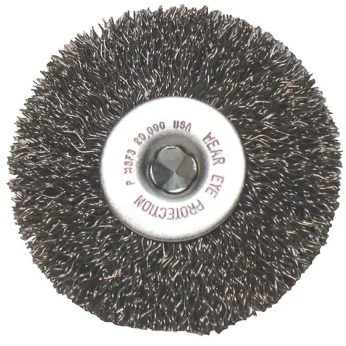 Anchor Industries 8C1 Crimped Wheel Brushes, 8 in D x 1 in W, 0.014 in, Carbon Steel