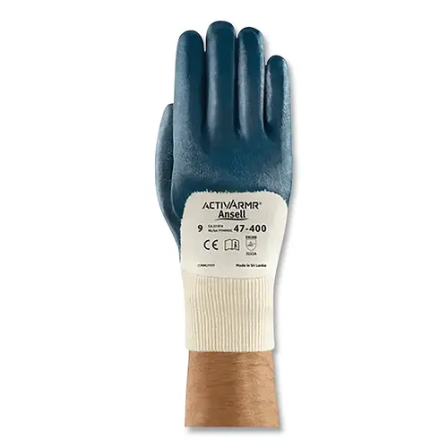 ActivArmr 474008 47-200 Nitrile-Coated Gloves, Size 8, Blue - pack of 12