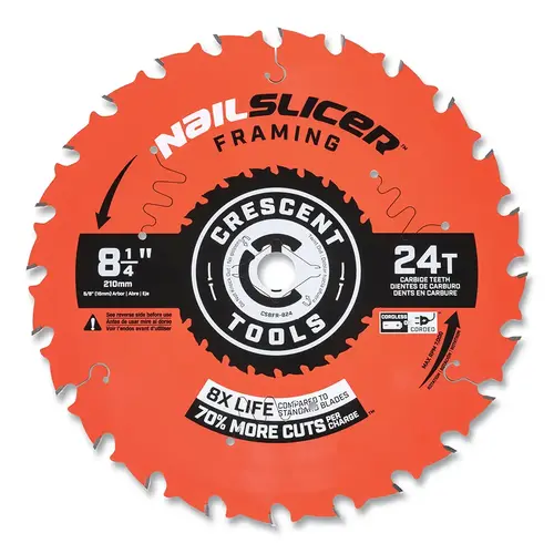 NailSlicer  Framing Circular Saw Blade, 5/8 in dia Arbor, 24 Teeth, 8-1/4 in dia Blade, 5 EA/PK - pack of 5