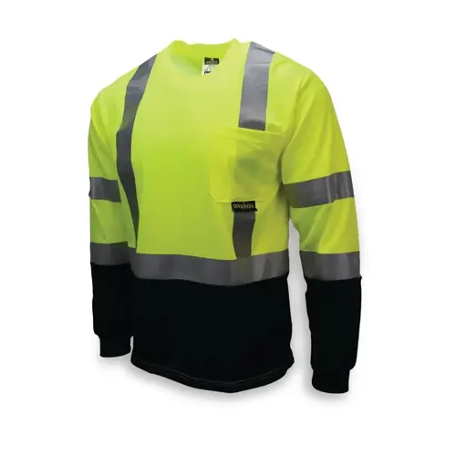 Radians ST21B3PGS2X ST21B Type R Class 3 Long Sleeve Black-Bottom T-Shirt, Max-Dri  Moisture Wicking Mesh, Hi-Vis Green, 2X-Large