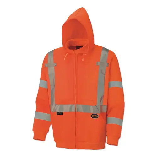 Pioneer V1060351U3XL 6924AU/6925AU Hi-Viz Safety Polyester Fleece Hoodie, Zipper Front, 3X-Large, Orange