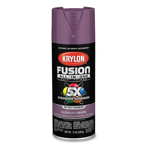 Krylon Industrial K02709007 Fusion All-in-One  Paints + Primers, 12 oz, Aerosol Can, Gloss Icy Grape