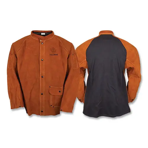Tillman 33603X FreedomFlex  Cowhide Jacket, Outside Pocket, 30 in L, Dark Brown/Black, 3X-Large