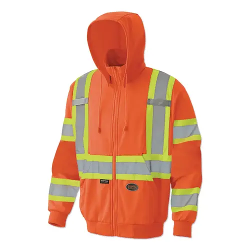 Pioneer V1060550U-L 6940U/6941U Hi-Viz Safety Micro Fleece Zip Hoodie, Large, Orange