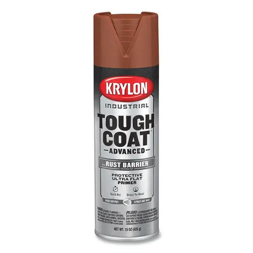 Krylon Industrial K00699008 Tough Coat  Advanced with Rust Barrier  Technology Spray Paint, 15 oz, Red Oxide Primer, Ultra Flat