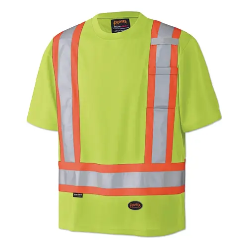 Pioneer V1051160U-3XL 6990U/6991U Birdseye Hi-Viz Safety T-Shirt, Short Sleeves, 3X-Large, Yellow/Green