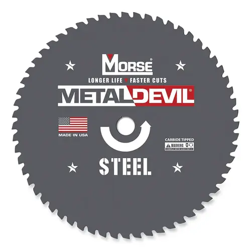 M.K. MORSE 102704 Metal Devil  Metal-Cutting Circular Saw Blade, 5/8 in KO Arbor, 48 Teeth, 8 in dia Blade, Steel, TCG