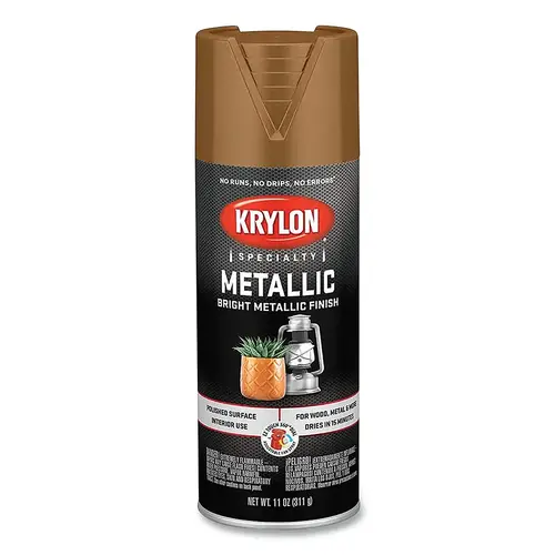 Krylon Industrial K01708A77 Metallic Paint, 11 oz Fill, Aerosol Can, Brass