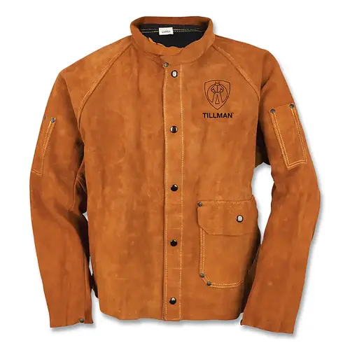 Tillman 38304X Cowhide Jacket, One Pocket on each Raglan Sleeve, Satin Lining, 30 in L, Dark Brown, 4X-Large