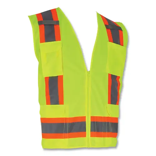 PIP 3020500YEL/XL Class 2 Type R Two-Tone Surveyors Vest, X-Large, Hi-Vis Yellow