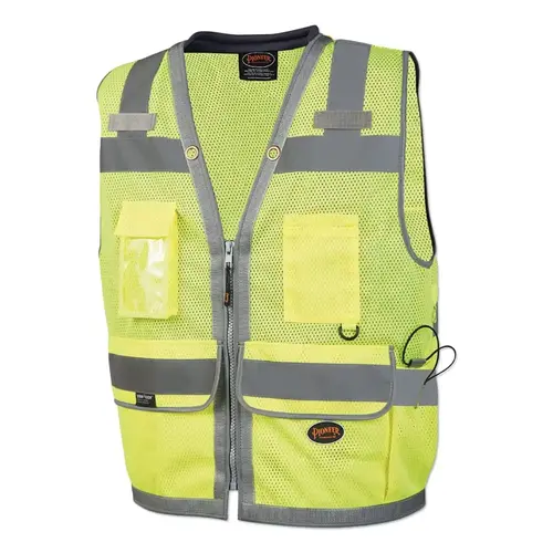 Pioneer V1011160U-4XL 6730U/6731U HV Mesh Surveyor Vests with Padded Collar, 4X-Large, Green