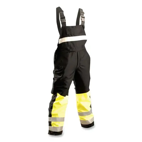 OCCUNOMIX SPBIBBY2XL Premium Cold Weather Bib, 190 mil Thick, 300 Denier Polyester Oxford, Black/Yellow, 32 in L, 2X-Large