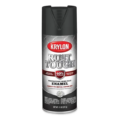 Krylon Industrial K09203008 Rust Tough  Aerosol Enamel, 12 oz, Black, Semi-Flat - pack of 6