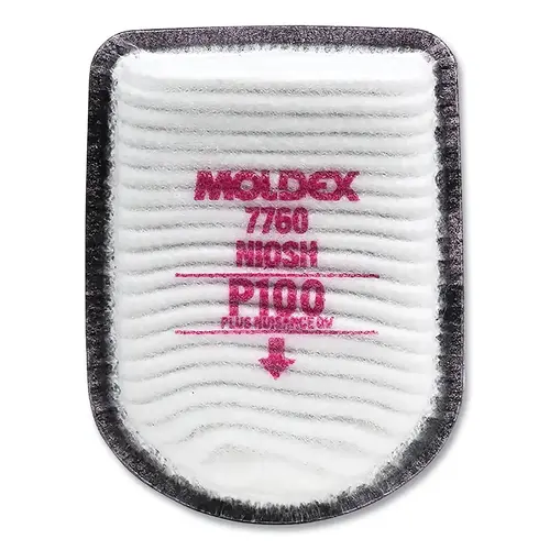 Moldex 7760 7000/7800/9000 Series Semi-Rectangular Filter, P100, Particulates/Nuisance Organic Vapors, for Facepiece Pink - pack of 30