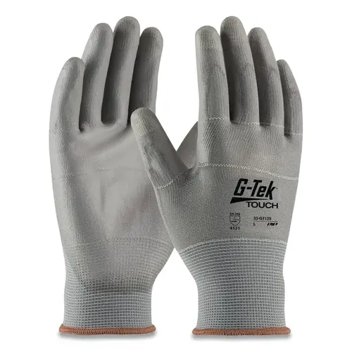 G-TEK 33GT125/M TouchSeamless Knit Nylon/Polyester Gloves, Polyurethane, Medium, Gray - pack of 12