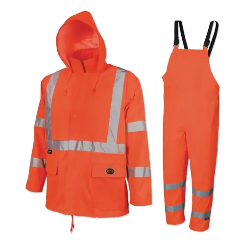 Pioneer V1080350U-L 5618U/5619U 2-Piece HV 150D Oxford Poly/PVC Waterproof Suit, Large, Orange