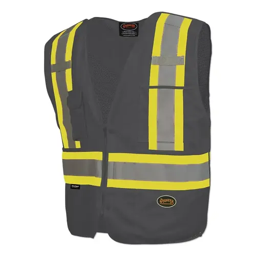 Pioneer V1021170US 6935AU/6936AU/6937AU HV Zip-Up Snap Break Away Safety Vest, Small, Black