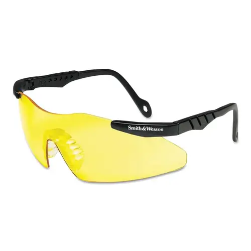 SMITH & WESSON 19826 Magnum  3G Safety Glasses, Amber Polycarbonate Lens, Uncoated, Black, Nylon, Universal
