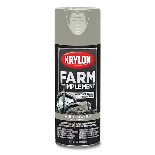 Farm and Implement Enamel Paint, 12 oz, Massey Ferguson Gray, Gloss - pack of 6