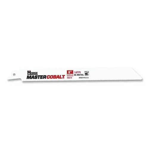 M.K. MORSE RB818T05 Master Cobalt  Metal Bi-Metal Reciprocating Saw Blade, 0.035 in x 8 in L x 3/4 in W, 18 TPI, Tapered, 5 EA/PK