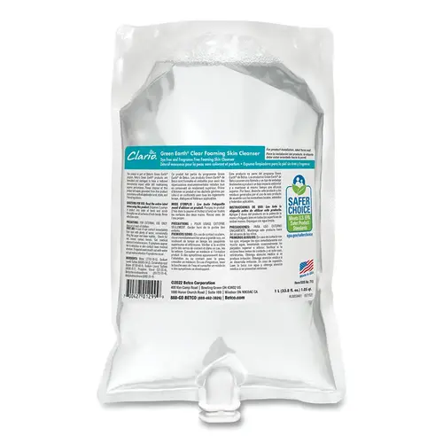 Betco 7152900 Green Earth  Clear Foaming Skin Cleanser, 1000 mL, Bag - pack of 6