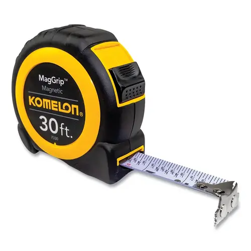 KOMELON USA 7330 MagGrip  Speedmark Tape Measure, 30 ft x 1 in W, Inch, Black/Yellow/White