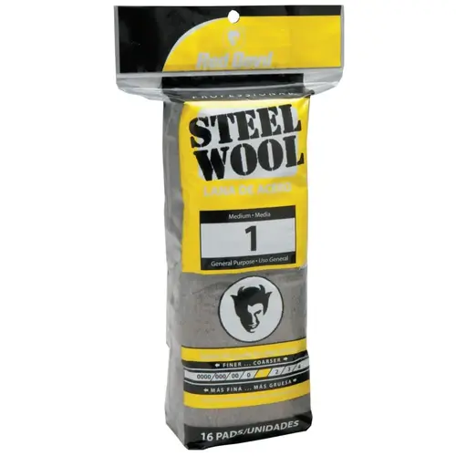 Red Devil 0314 Steel Wool, Medium, #1 - pack of 16