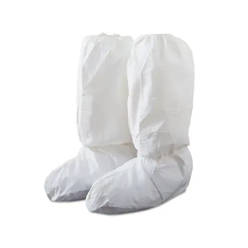 DuPont IC444S-M Tyvek IsoClean High Boot Covers with PVC Soles, Medium, White