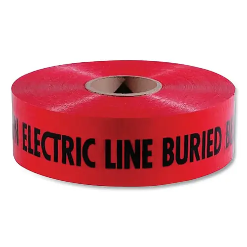 Empire Level 71061 Safety Barricade Tape, 3 in W x 1000 ft L, Caution Electric Line Buried Below, Red/Black