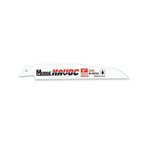 M.K. MORSE RB96210T03 Havoc  Demolition Bi-Metal Reciprocating Saw Blade, 0.062 in x 9 in L x 7/8 in W, 10 TPI, Tapered, 3 EA/PK