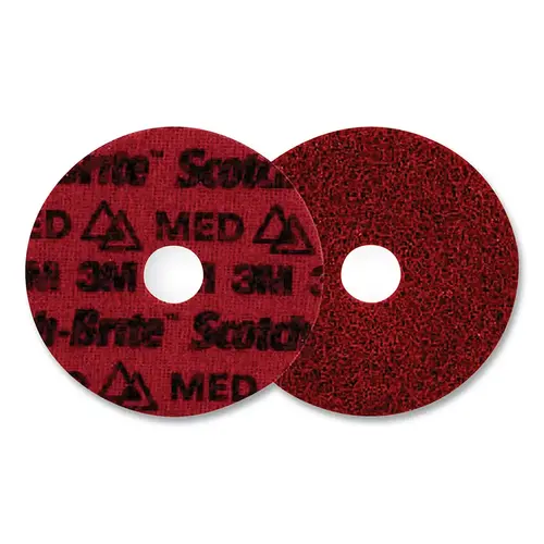 Scotch-Brite 638060-89219 Scotch-Brite  Precision Surface Conditioning Disc, 5 in dia x 7/8 in, 12000 RPM, Hook-and-Loop, MED, 50 EA/CA Red - pack of 50