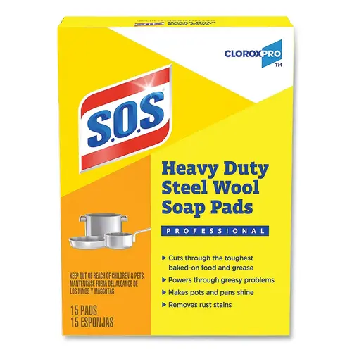 CLOROX CLOX88320 S.O.S. Steel Wool, Coarse, 4 Grit, 15 EA/BX - pack of 12