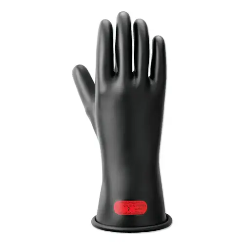 RIG Electrical Insulating Gloves, 11 in L, Class 0, Size 10, Black Pair