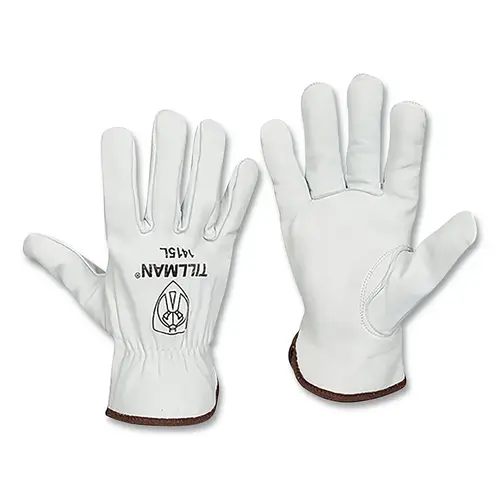 Tillman 1415M Drivers Gloves, Medium, Cotton Stitching/Top Grain Goatskin Palm/BOH, Unlined, Pearl - pack of 12