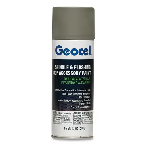 GEOCEL GC911246X Shingle and Flashing Roof Accessory Spray Paint, 12 oz, Aerosol Can, Gray - pack of 6