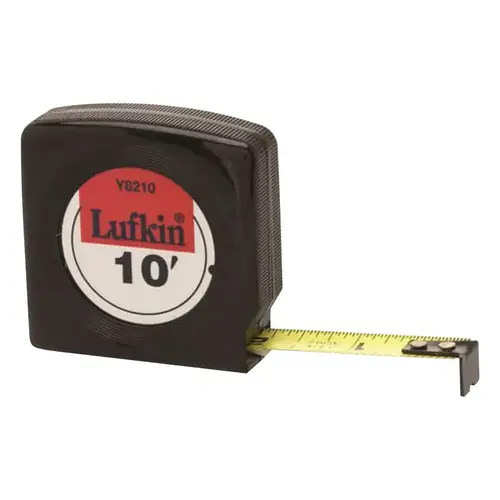 Crescent Lufkin Y8210 Tape Measure: 10 ft Long, 1/2" Width, Yellow Blade Black