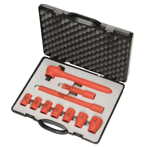 Knipex 989911S3 Insulated Socket Sets, 3/8 in