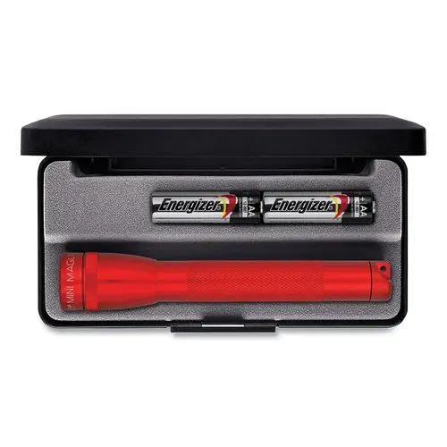 Maglite M2A03L Mini Maglite AA Flashlight, 2 AA, 14 Lumens, Red, Presentation Box