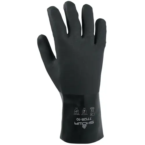Showa 7712R10 Black Knight  PVC Gloves, Large, Black