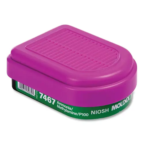 Moldex 7467 7000/7800/9000 Series Combo Gas/Vapor Gas Cartridge w/P100 Filter, Ammonia/Methylamine, for Respirator Bright Green; Magenta - pack of 30