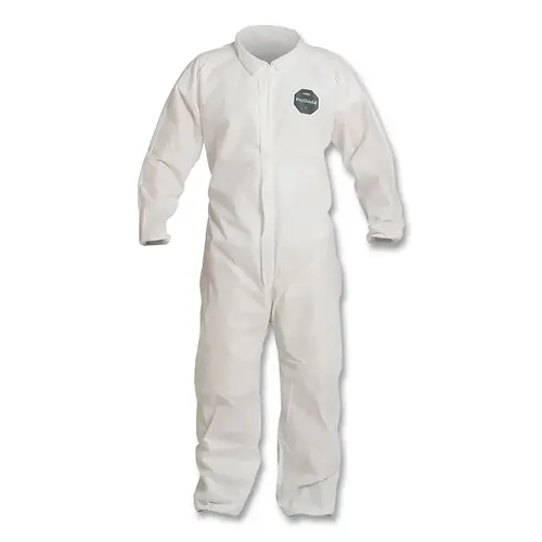 DuPont PB125SWHLG002500 Proshield  10 Coverall, Collar, Elastic Wrists and Ankles, Zipper Front, Storm Flap, White, Large - pack of 25