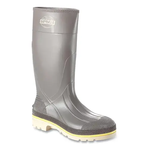 Servus 75105GYM130 PRO+  PVC Boots, Steel Toe, Size 13, 15 in H, Gray with Beige/Yellow Sole Pair