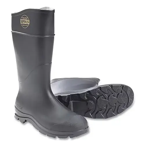 Servus 18821140 CT  Economy Knee Boots, Steel Toe, Size 14, PVC, Black Pair