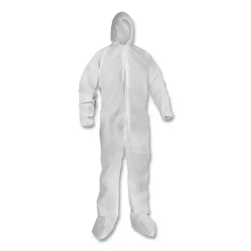 KLEENGUARD 68978 KGA20 Lightweight Coverall, Hood and Boot, Zip Front, Elastic Wrists and Ankles, White, X-Large